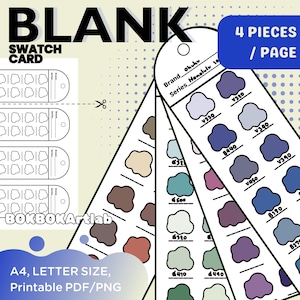 Blank Swatch Template Bookmark | Printable Color Chart, DIY Mini Swatch Card, Portable Swatch Card, Blank Marker Swatch Template, PDF PNG