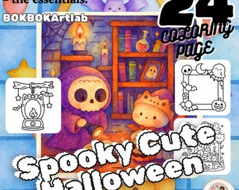 Spooky Cute Halloween Coloring Pages | Kawaii Ghosts (Instant Download PDF)