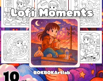 Lofi Aesthetic Coloring Pages | Cozy Girls Who Glow (PDF)