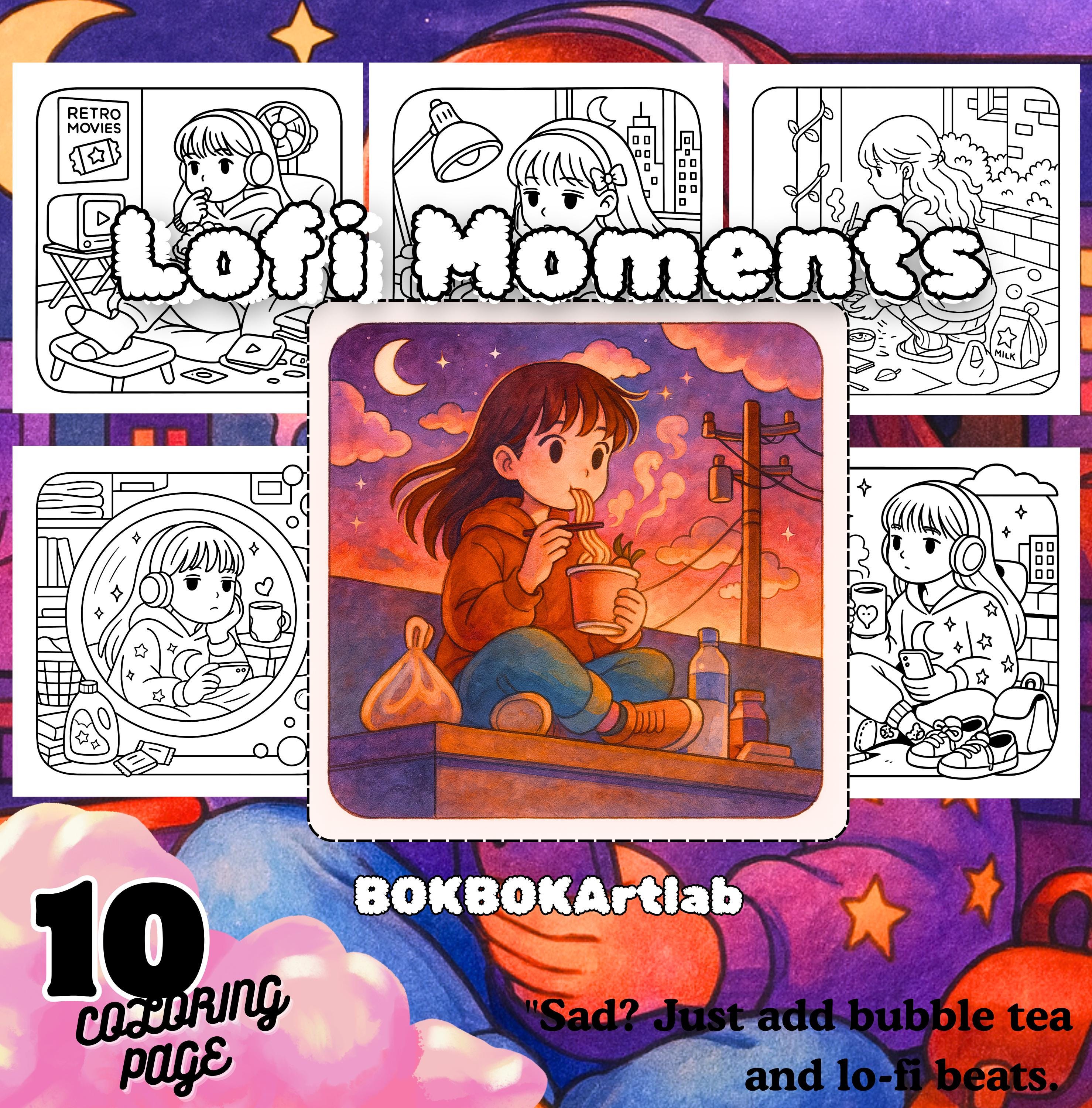 Girls Who Glow Coloring Pages | Cozy Aesthetic Daily Life | Lofi Productivity Moments PDF | Printable Self-Care Art for Adults & Teens