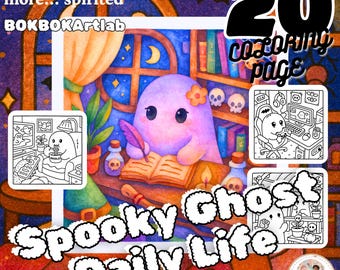 Kawaii Spooky Ghost Coloring Pages: Haunted Home Activities (Digital Download)
