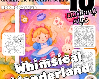Dibujos para colorear del País de las Maravillas Kawaii: Escenas de aventuras de cuentos de hadas (Imprimibles para niños y adultos)