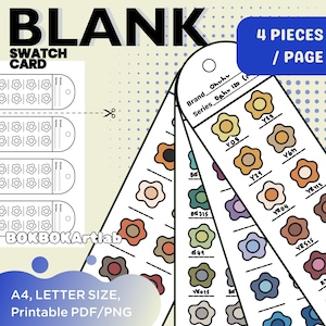Blank Swatch Template Bookmark | Printable Color Chart, DIY Mini Swatch Card, Portable Swatch Card, Blank Marker Swatch Template, PDF PNG