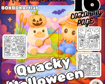 Quacky Halloween Coloring Pages | Kawaii Autumn Farm Animals (Digital Download)