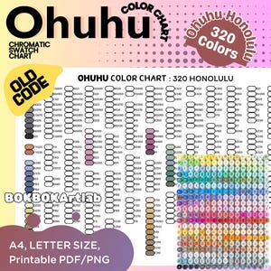 Tabla de muestras del marcador Ohuhu Honolulu 320: Guía de colores cromáticos (descarga digital)