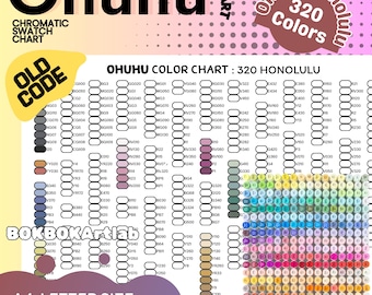 Ohuhu Honolulu 320 Marker Swatch Chart: Chromatic Color Guide (Digital Download)