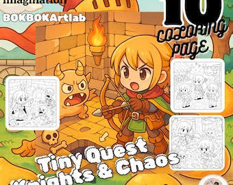 Chibi RPG Coloring Pages: Fantasy Adventure Printable Set (Digital Download)