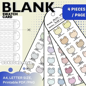 Blank Swatch Template Bookmark | Printable Color Chart, DIY Mini Swatch Card, Portable Swatch Card, Blank Marker Swatch Template, PDF PNG