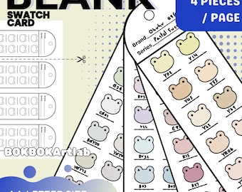 Blank Swatch Template Bookmark | Printable Color Chart, DIY Mini Swatch Card, Portable Swatch Card, Blank Marker Swatch Template, PDF PNG