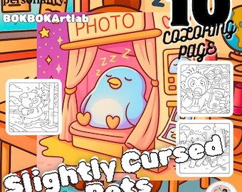 Slightly Cursed Pets Coloring Book: Funny Animal Fails (Digital Download)