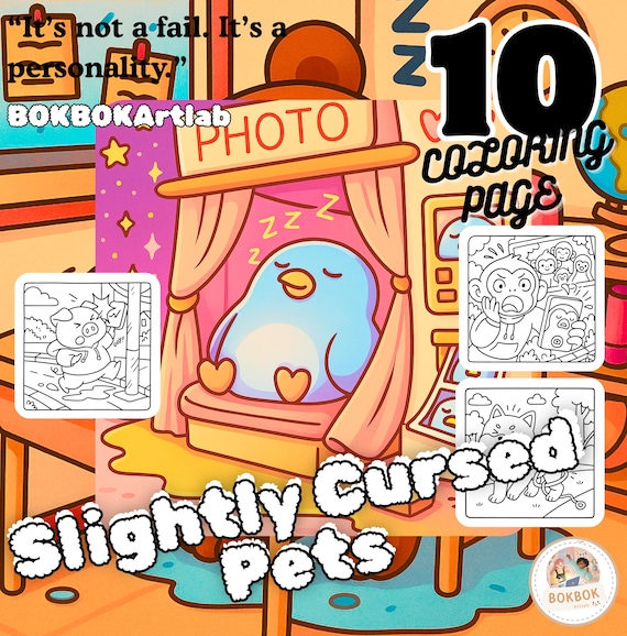 Slightly Cursed Pets Coloring Book: Funny Animal Fails (Digital Download)