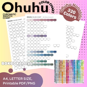 Ohuhu Honolulu 320 Marker Swatch Chart | Chromatic Swatch Charts, 320 Honolulu Series, Alcohol Marker Test Sheets Instant Download
