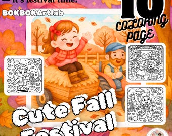 Pumpkin Festival Coloring Pages: Cozy Autumn Activity Book (Digital Download)