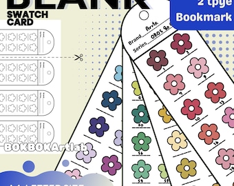 Blank Swatch Template Bookmark | Printable Color Chart, DIY Mini Swatch Card, Portable Swatch Card, Blank Marker Swatch Template, PDF PNG