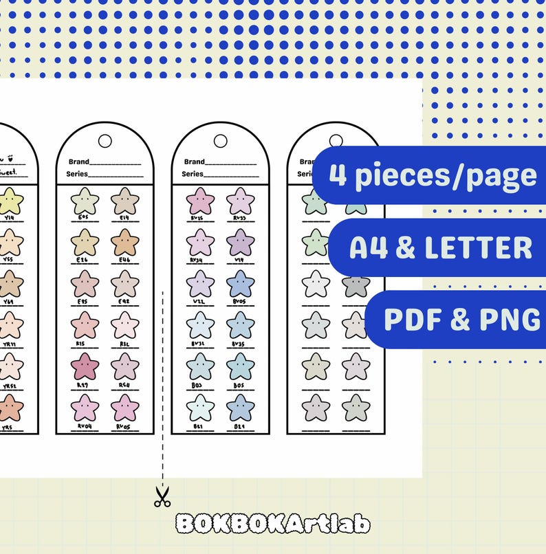 Blank Swatch Template Bookmark | Printable Color Chart, DIY Mini Swatch ...