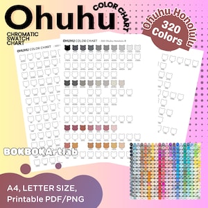 Ohuhu Honolulu 320 Marker Swatch Chart | Chromatic Swatch Charts, 320 Honolulu Series, Alcohol Marker Test Sheets Instant Download