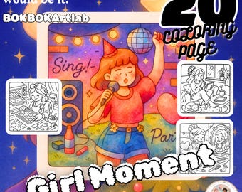 Cozy Girl Malbuch: Cottagecore Self-Care Szenen (PDF herunterladbare Seiten 8,5x8,5 Zoll)