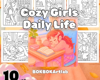 Cozy Girls Coloring Pages | Lofi Self Care Scenes (PDF)