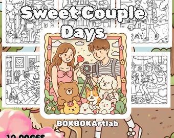 Libro para colorear de parejas acogedoras: Momentos románticos adolescentes (Descarga PDF)