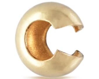 Zestaw 20/50 sztuk koralików zaciskanych z prawdziwego żółtego złota, ze srebra próby 925, o średnicy 3 mm, 4 mm, 5 mm i 6 mm, do samodzielnego tworzenia biżuterii.
