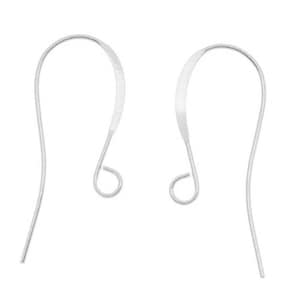 May include: A pair of silver earring hooks, each with a simple, curved design.