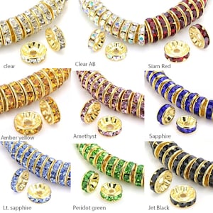 Pick 50pcs AAA+ Quality Sparkle 18K Gold Plated Rondelle Spacer Beads Austrian Crystal Rhinestone 5mm 6mm 8mm 10mm for Craft Jewelry Making
