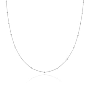 Pick 1pc 925 Sterling Silver Satellite Beaded Station Curb Chain Necklace Thin Delicate Silver/White Gold Women Jewelry Chain 16 to 28 inch