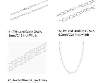 Pick 1pc Sterling Silver Textured Twisted Oval/Round Link Cable Chain Necklace Hypoallergenic Women Men Jewelry Nickel Free Made In Italy