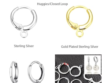 U Pick 10pc/30pc Authentic Sterling Silver Round Huggies Hoop Leverback Earring Hook Earwire Connector for Gemstone Pearl Jewelry Making