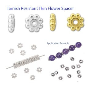 Pick 100pcs Tarnish Resistant 4.5mm Daisy Flower Thin Rondelle Spacer Beads Sterling Silver Plated/Gold Plated Flat Bead Caps Jewelry Making