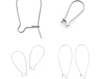 U Pick 10pc/30pc 925 Sterling Silver Kidney Earring Hooks 20mm 25 30 36mm Connector (Wire 0.8mm/20 Gauge) for Drop Earrings Jewelry Making