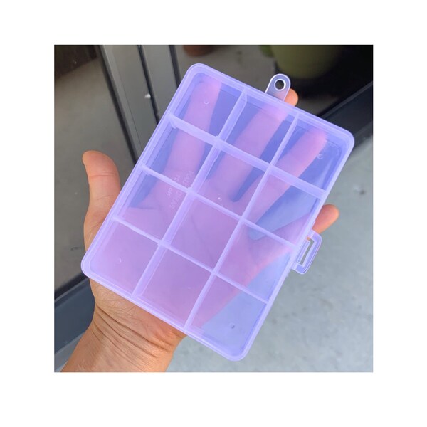 2pcs Clear Rectangle Plastic Storage Box 12-Slot Small Compartment Organizer Vitamin Medicine Pill Jewelry Bead Findings Container Box