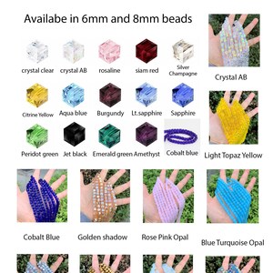 Può includere: Assortimento di perline quadrate di vetro da 6 mm e 8 mm in vari colori, tra cui cristallo trasparente, cristallo AB, rosalina, rosso siamese, champagne argentato, cristallo AB, giallo citrino, blu acquamarina, bordeaux, zaffiro chiaro, zaffiro, verde peridoto, nero getto, verde smeraldo, ametista, blu cobalto, giallo topazio chiaro, blu cobalto, ombra dorata, opale rosa pallido, opale turchese blu, tonalità argentata, oro aurum, opale bianco e scintillio peridoto.