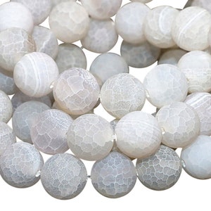 U Pick 15 Inch Top Quality Natural White Frosted Weathered Agate Healing Gemstone 4mm 6mm 8mm 10mm Round Beads for Jewelry Making
