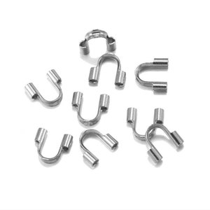 100pcs/200pc 304 Grade Stainless Steel Hypoallergenic Wire Guard Thread Protector Loop Terminator (Hole 0.5mm/1mm/1.5mm) for Jewelry Making