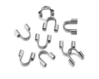 100pcs/200pc 304 Grade Stainless Steel Hypoallergenic Wire Guard Thread Protector Loop Terminator (Hole 0.5mm/1mm/1.5mm) for Jewelry Making