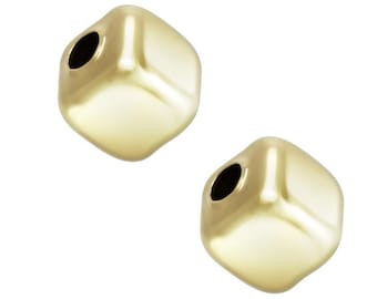 10pcs Real 1/20 14K Gold Filled 4mm Small Tiny Square Cube Beads Spacer Hole ID 1.9mm Non Tarnish for DIY Craft Permanent Jewelry Making