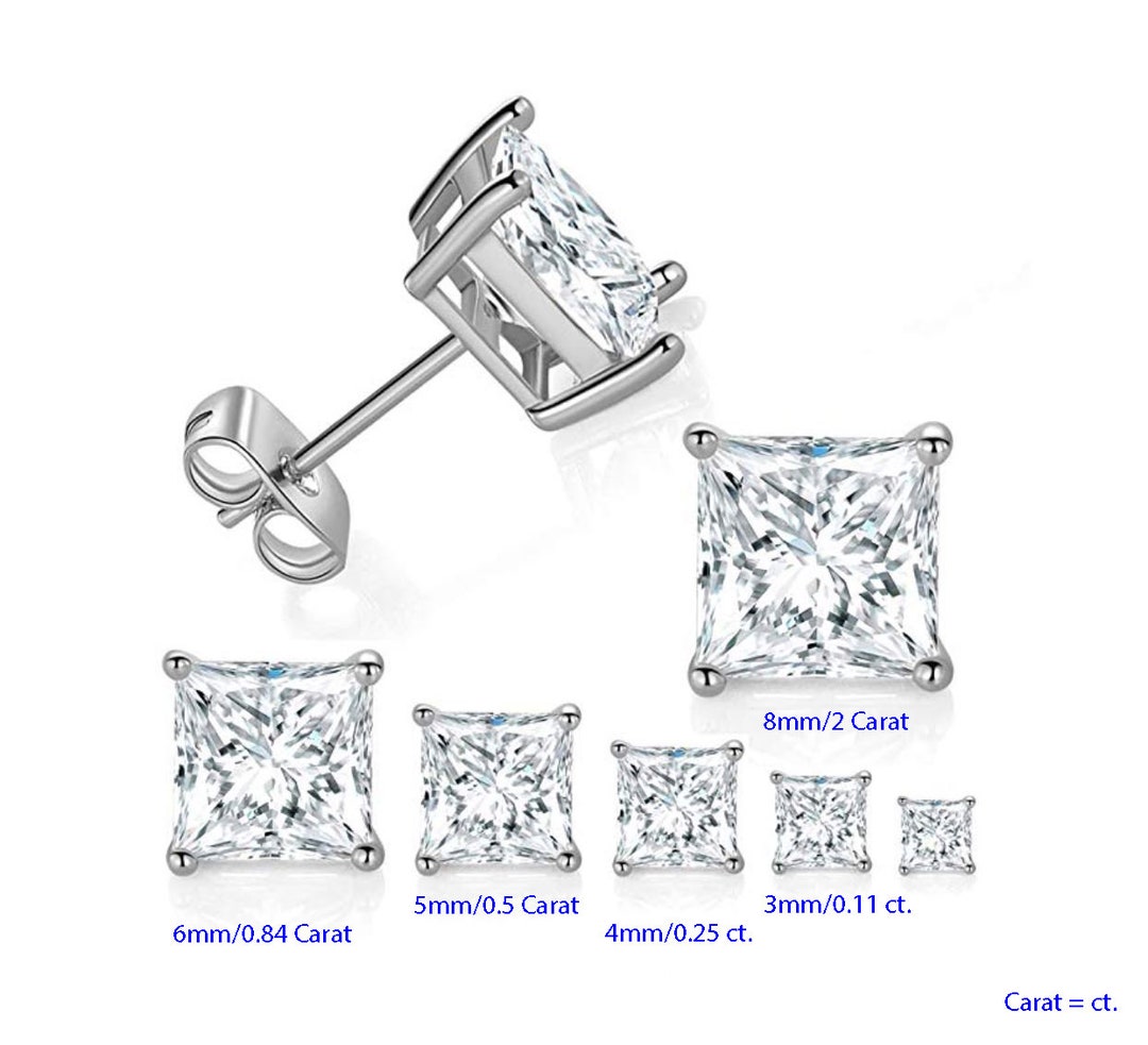 Composite Princess-Cut Cubic Zirconia Stud Earrings In Sterling Silver - Foto 10
