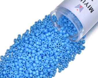 7.5 Grams Genuine Miyuki Delica 11/0 Seed Beads, Opaque Dark Turquoise Blue DB0659, Approx 1500 Beads/Tube for Peyote Stitch Loom Weaving