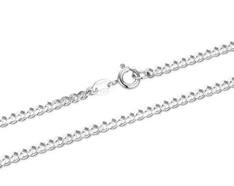Pick 1pc Real 925 Sterling Silver Diamond-Cut Curb Chain Necklace 3mm Sturdy Strong White Gold Women Men Jewelry Chain 16 18 20 26 28 Inch