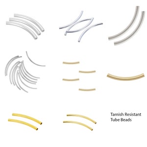 U Pick 20pc/50pc Tarnish Resistant Curved Noodle Tube Spacer Beads 25mm 30mm 35mm 40mm 50mm for Necklace Earring Bracelet Jewelry Making