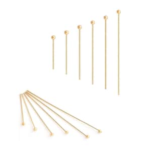 Pick 50pc Tarnish Resistant Ball Head Pins Headpin 18K Yellow Gold Plated 22mm 26mm 30mm 35mm 40mm 50mm (Wire 20 Gauge) Craft Jewelry Making