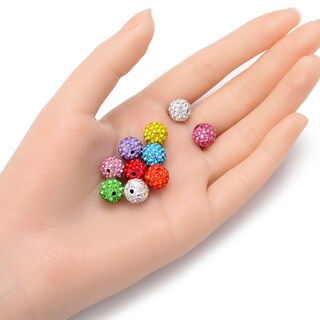 PATIKIL 50 Perline Con Strass Viola Per Creazione Gioielli - 10mm A Disco Lucido Con Foro 1.8mm - Include Cordino Elastico 5m - DIY Bracciali E Collane