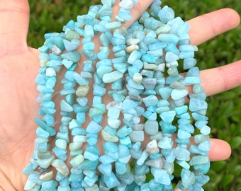 31 Inch Top Quality Natural Blue Amazonite Healing Gemstone Free Form 5-8mm Stone Chip Beads for Earrings Bracelet Charm Jewelry Making