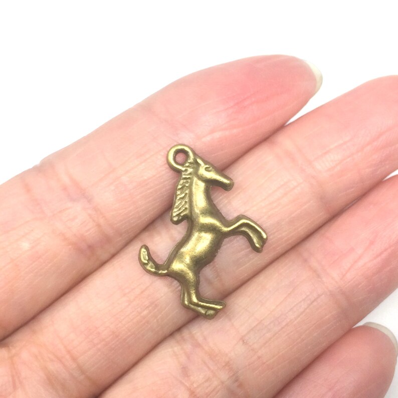 10 X Horse Charms 25x15mm Antique Bronze Tone One Sided Etsy