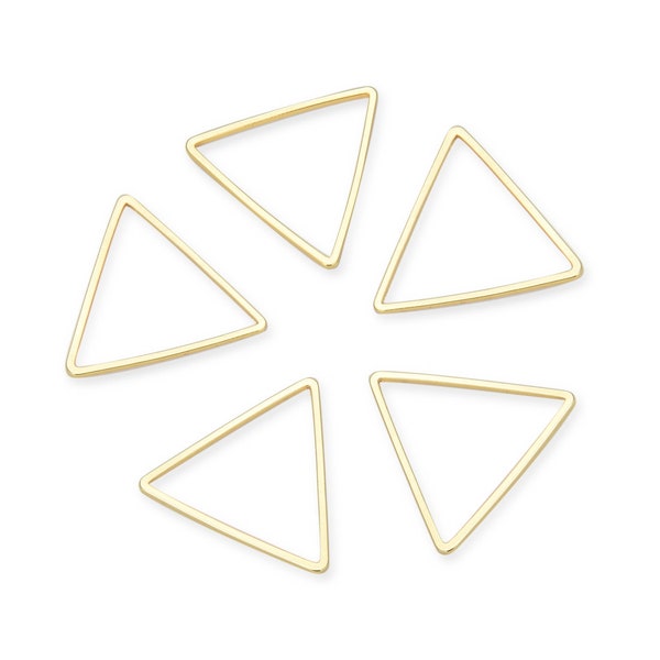 Pick 20pcs Tarnish Resistant Gold Triangle Pendant Charm Hypoallergenic Beading Hoop Connector Link Open Back Bezel Frame for Jewelry Making