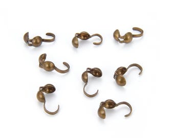 Scegli 100 pezzi/300 pezzi 9 mm Calotta a conchiglia Perlina Punta Terminale Tappo Nodo Copertura Bronzo Antico Placcato Ottone Gancio Aperto/Tazza da 4 mm per Creazione di Gioielli Artigianali