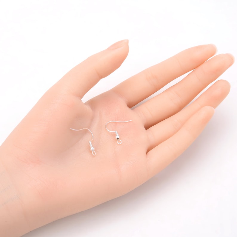 May include: Two silver earring hooks with a small ball at the top.