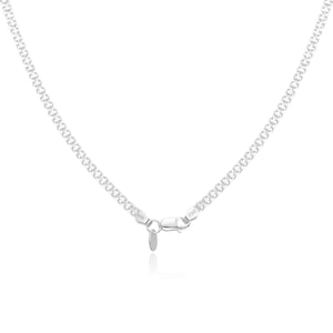 Pick 1pc 925 Sterling Silver Diamond-Cut 2.4mm Bismark Chain Necklace Silver/White Gold Nickel Free Women Men Jewelry Chain 16 18 22 Inch