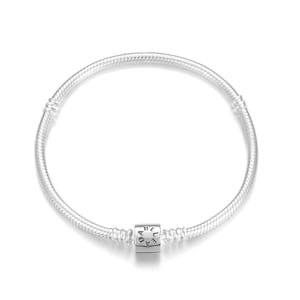 1pc 925 Sterling Silver 3mm Snake Chain Charm Bracelet Barrel Clasp 7 7.5 8 8.5 Inch Fit Large Hole Bead Charm Making Women Birthday Gift